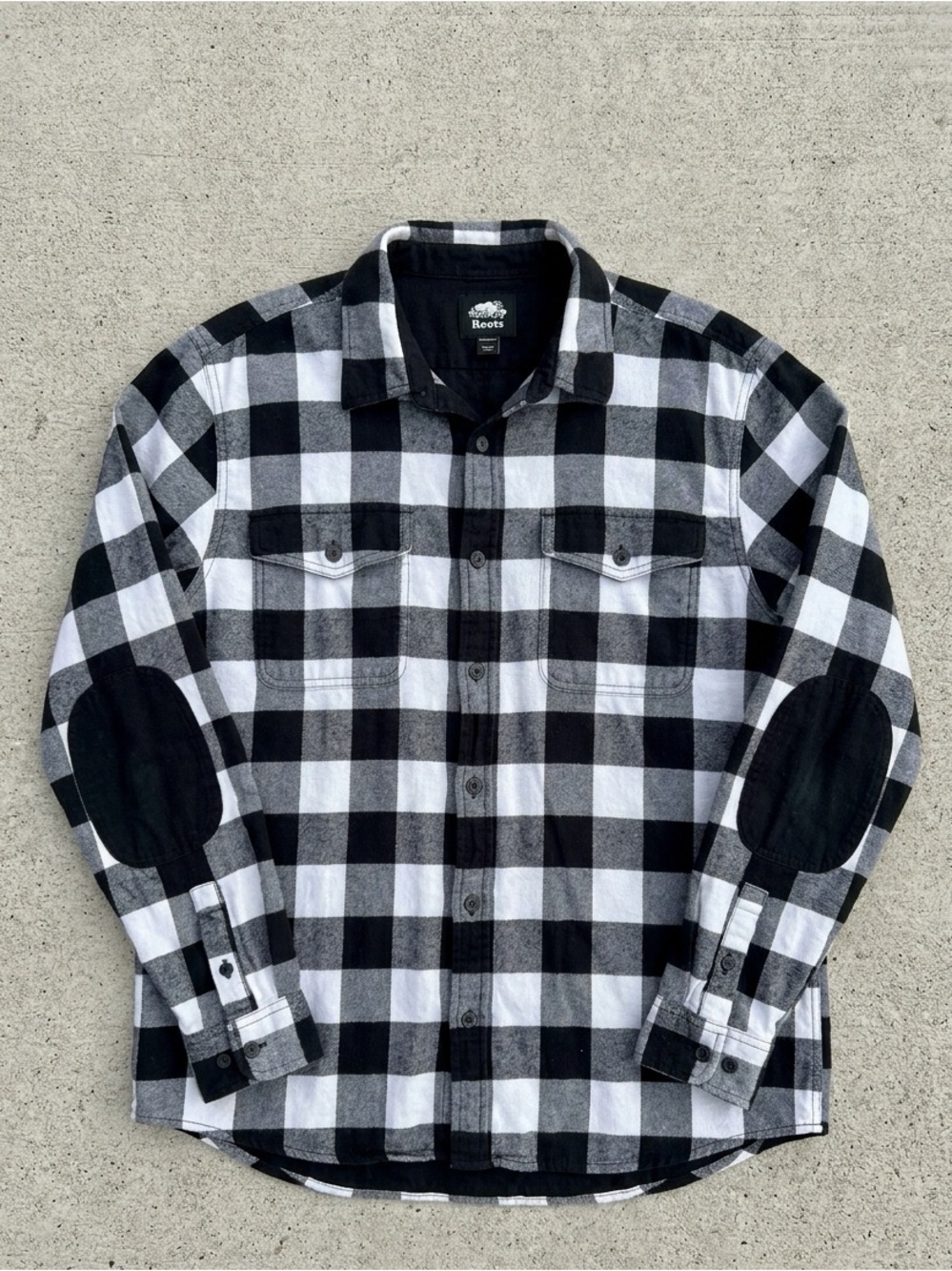 Roots Black & White Buffalo Plaid Shirt Jacket
